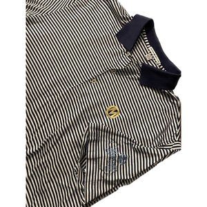 PETER MILLAR Blue Striped‎ Logo Short Sleeve Golf Polo Shirt Royal Plantation L